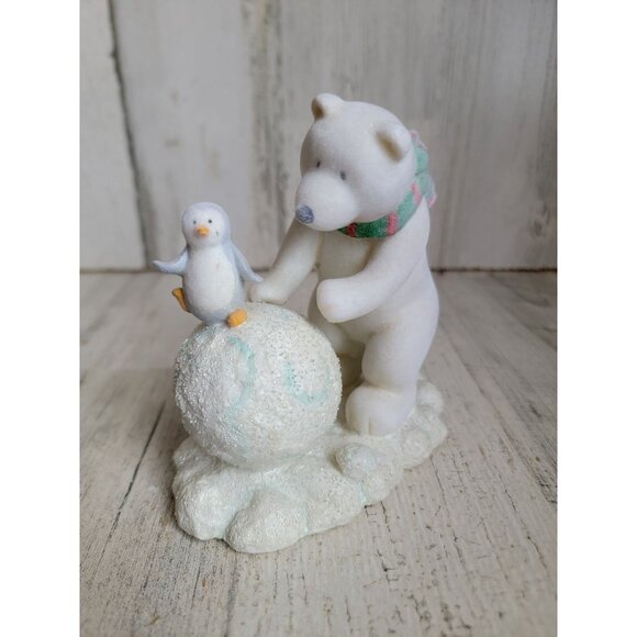 Russ snowy days Flocked polar‎ bear penguin Snowman Xmas figure - Picture 2 of 8